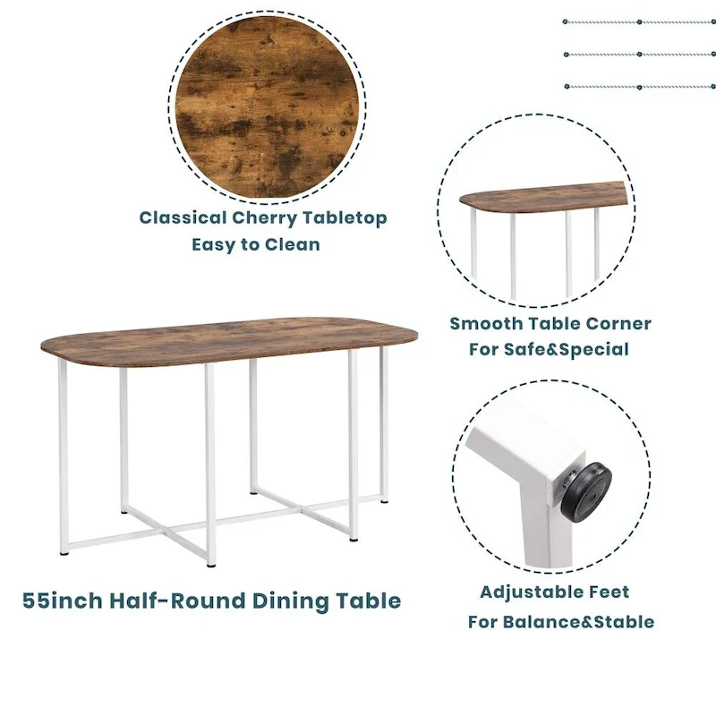 Modern 7-Piece Dining Table Set with Faux Marble Compact