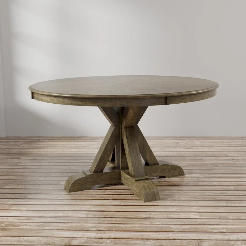 Light Oak Round Pedestal Dining Table, 4-6 Person