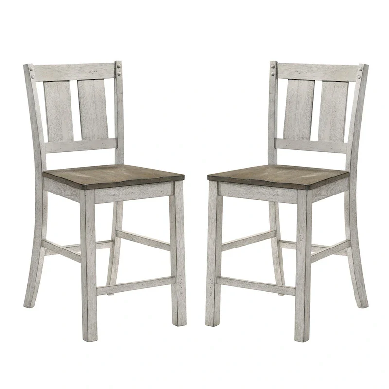 Furniture of America Theile Rustic Wood Counter Height Chairs, Set of 2
