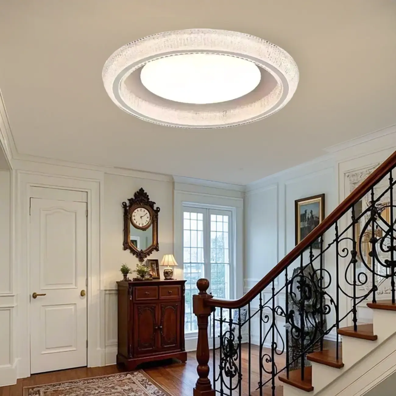 Modern Dimmable Crystal Flush Ceiling Light for Bedroom