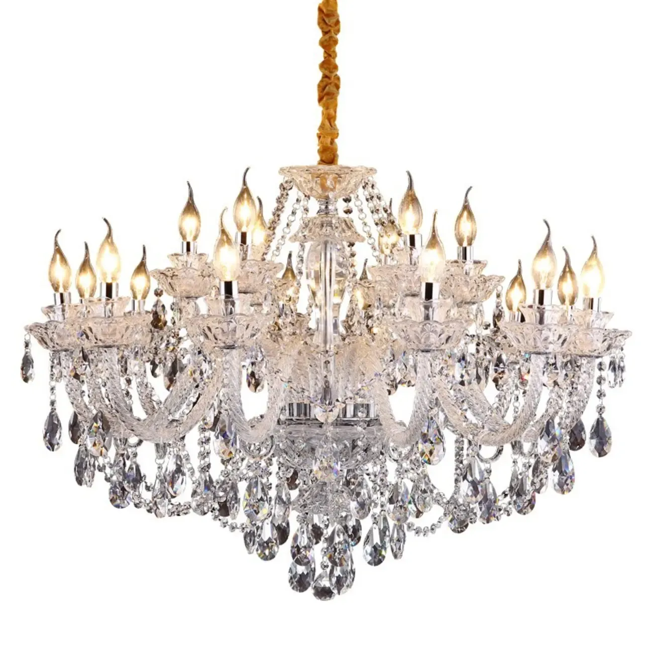 Sophisticated Clear Candelabra Shadeless Crystal Chandelier