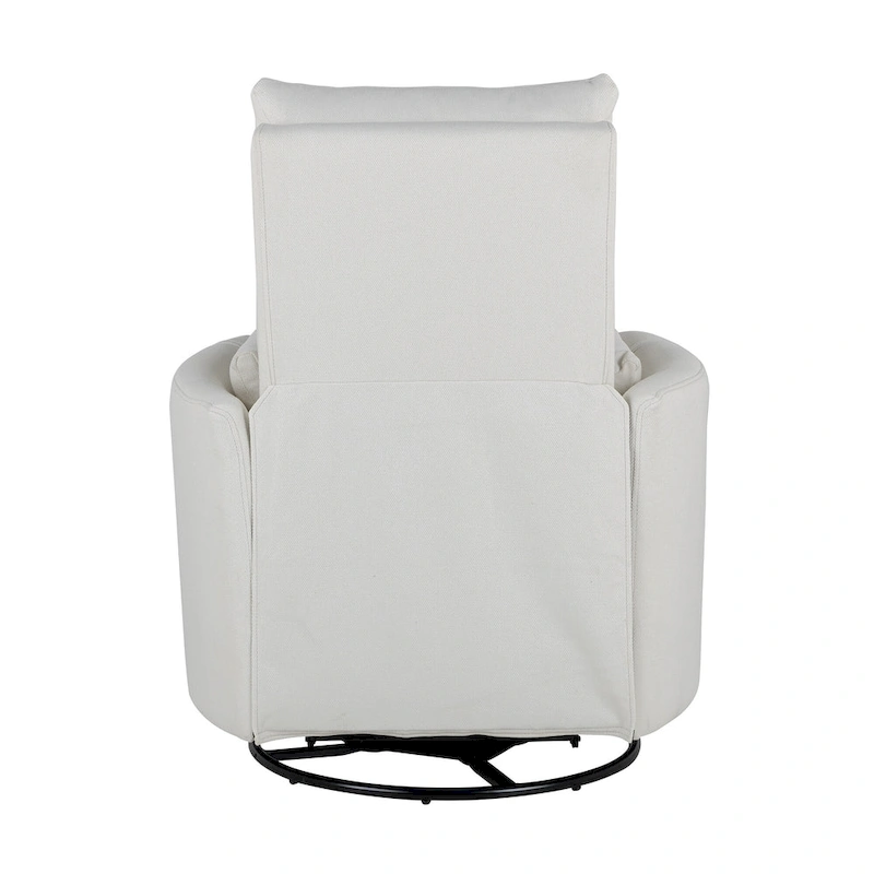 Beige Upholstered Swivel Rocker Recliner with Manual Recline, 360 Swivel, and Two Removable Cushions