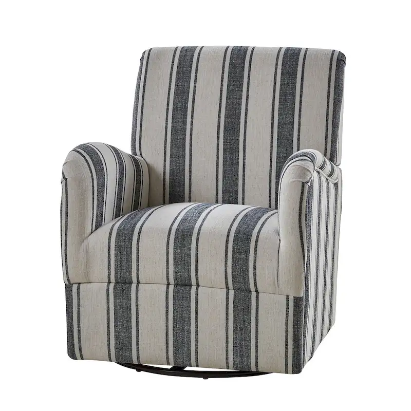 Pancy Traditional Swivel Armchair with Jacobean Strip Pattern by HOLALA HOME