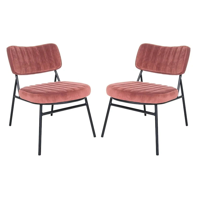 Velvet Accent Chairs Set of 2 - Mid-Century Modern Upholstered Armchair