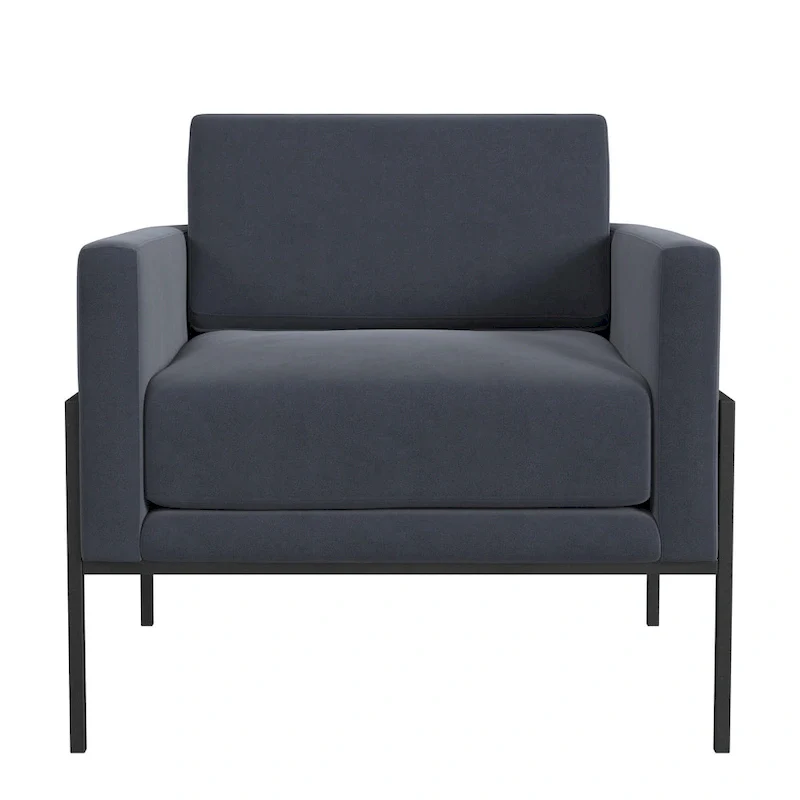 Modern Upholstered Club Chair, Camel/Grey/Blue/Brown, Metal Frame, Single