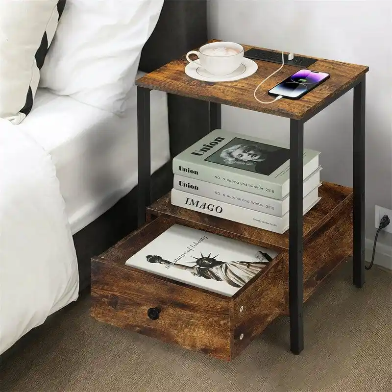 Side Table with Charging Station - 11.8D x 15.7W x 23.6H