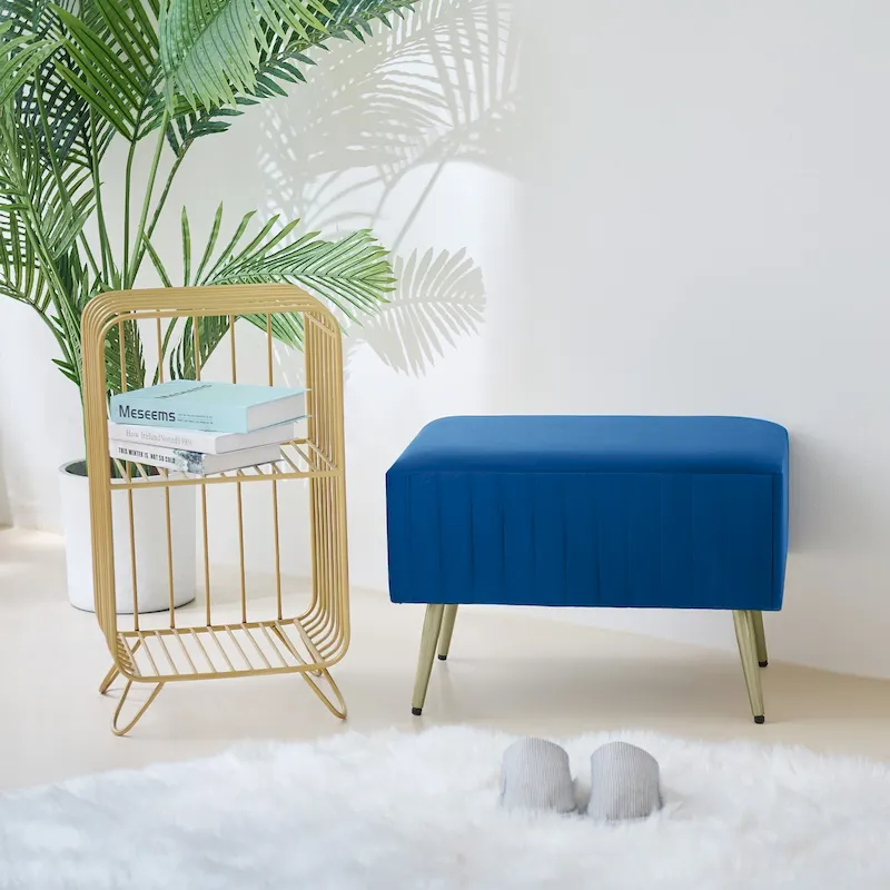 24 Modern Upholstered Entryway Bench with Padded Velvet Seat