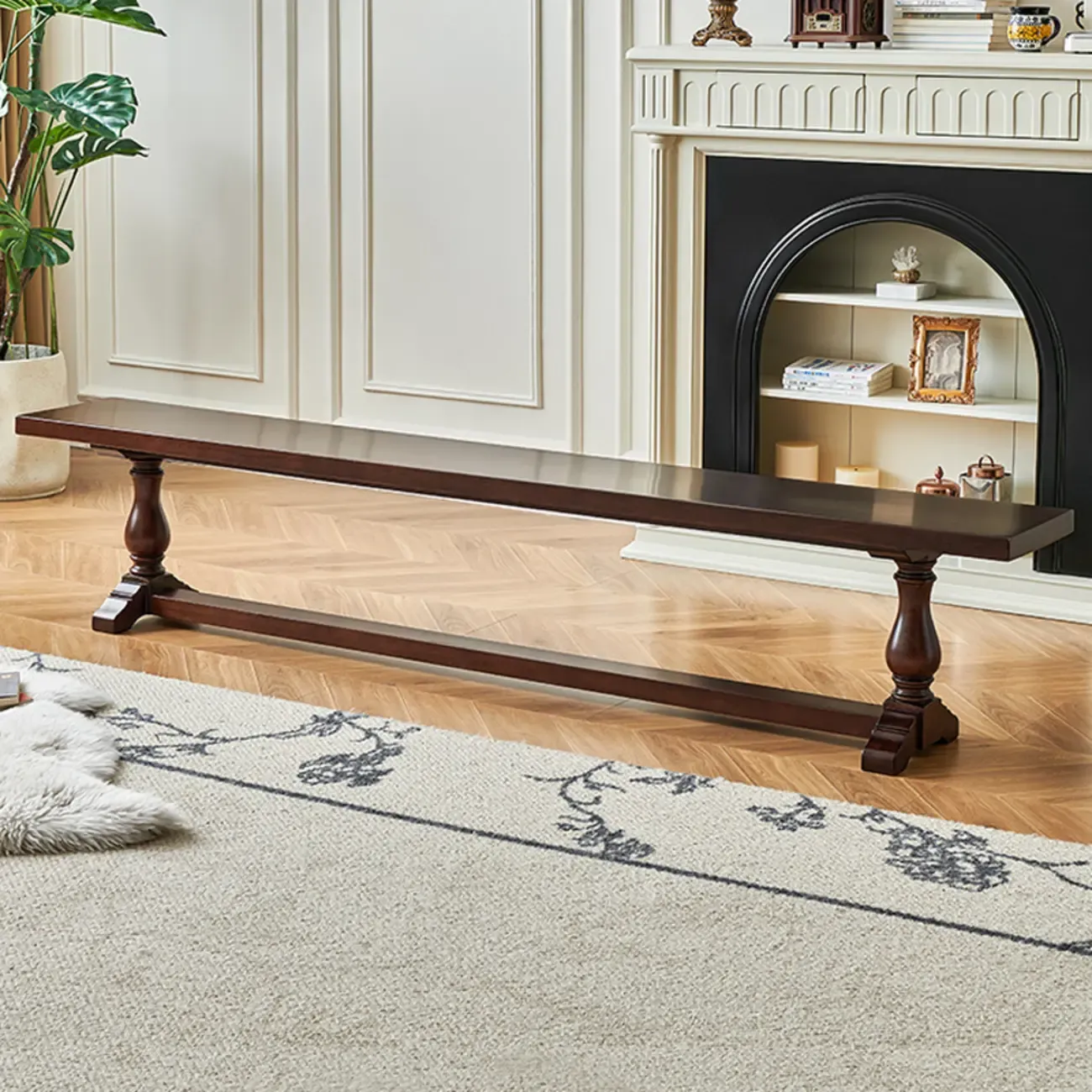 Modern Solid Wood Brown Living Room Bench