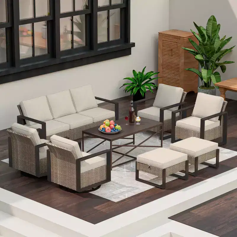UPTIOT 8-Piece Outdoor Patio Conversation Set