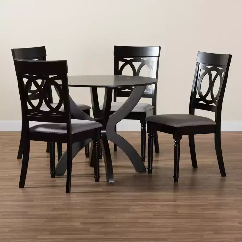 Baxton Studio Velia Modern Fabric Wood Dining Set