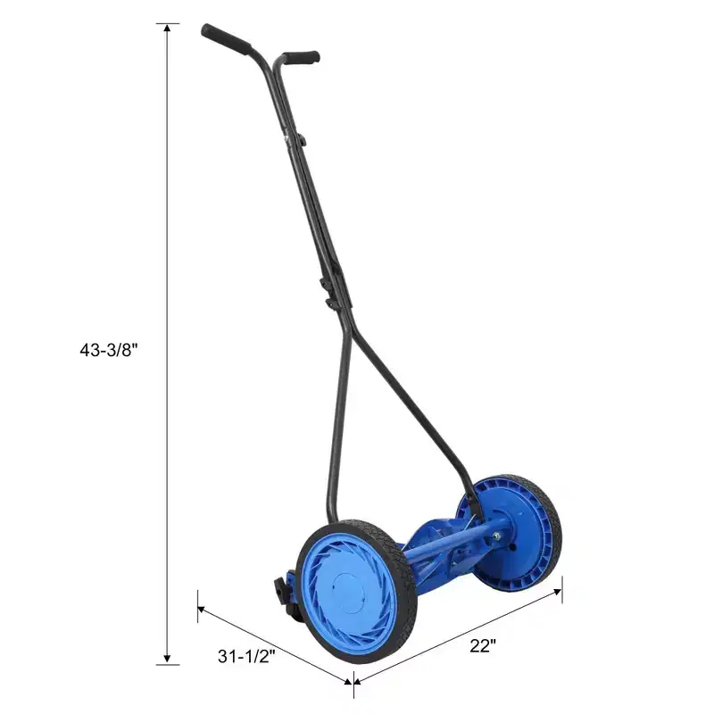 NAYSAYE Manual Lawn Mower Push Reel Grass Cutter Grass Trimmer Smooth Clean Trimming for Home Yard, Black and Blue, 21.3*14.2*9.5