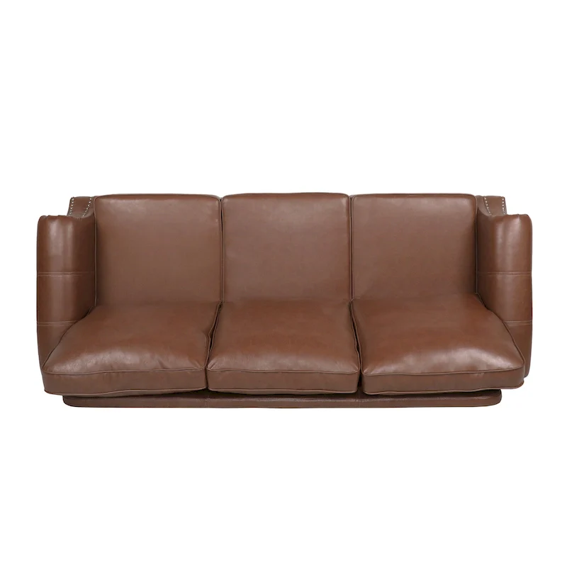 Dowd Faux Leather 3 Seater Sofa with Nailhead Trim by Christopher Knight Home