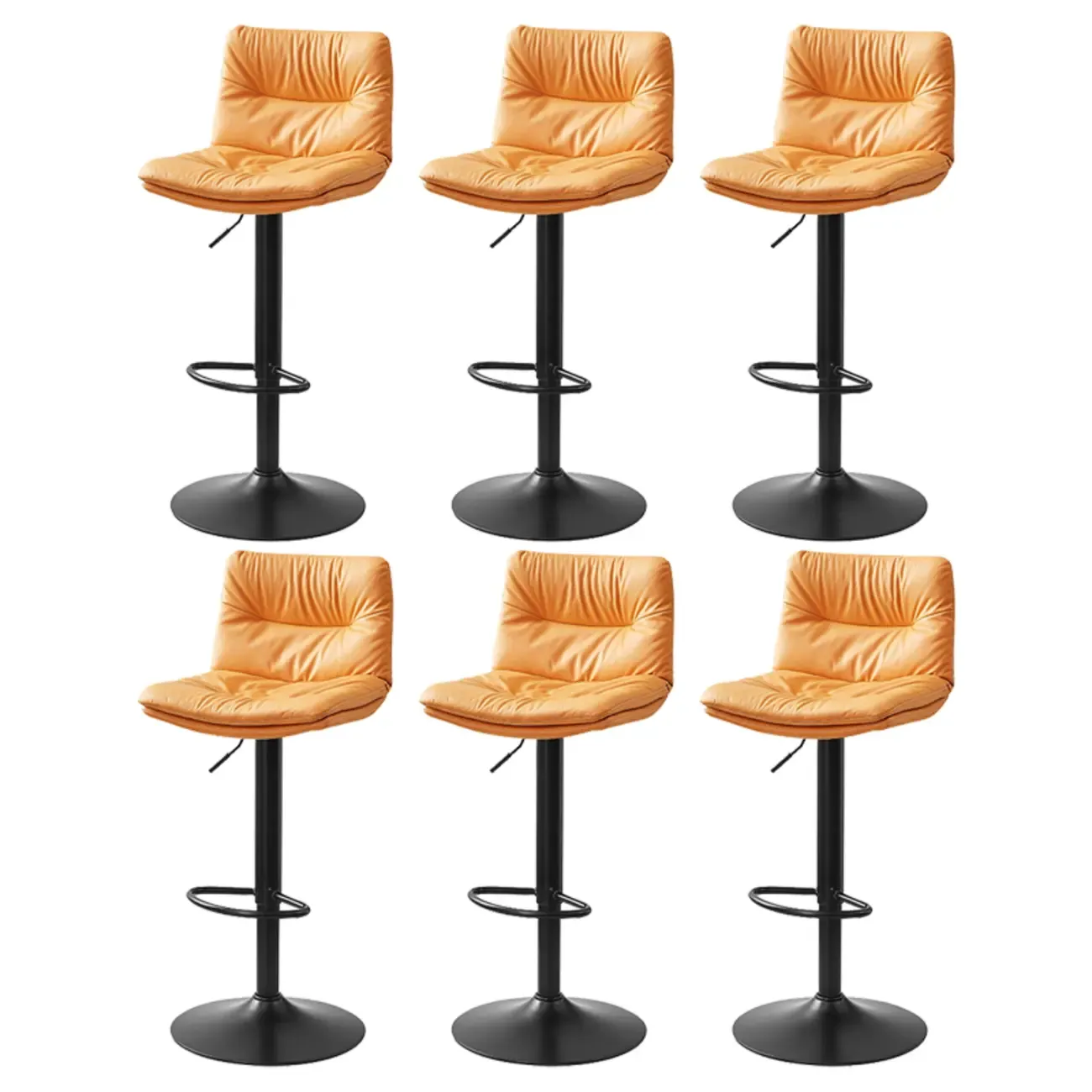 Modern Leather Saddle Swivel Adjustable Bar Stool