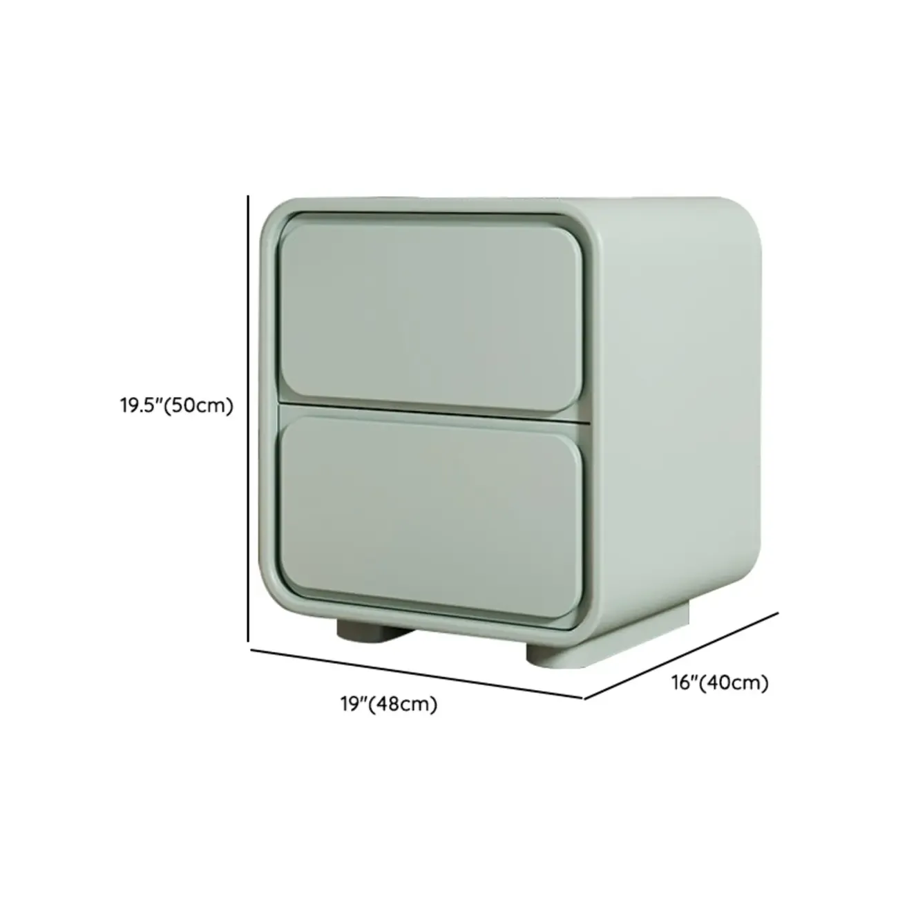 Modern Bedside Table with 2 Drawers - Beige Nightstand