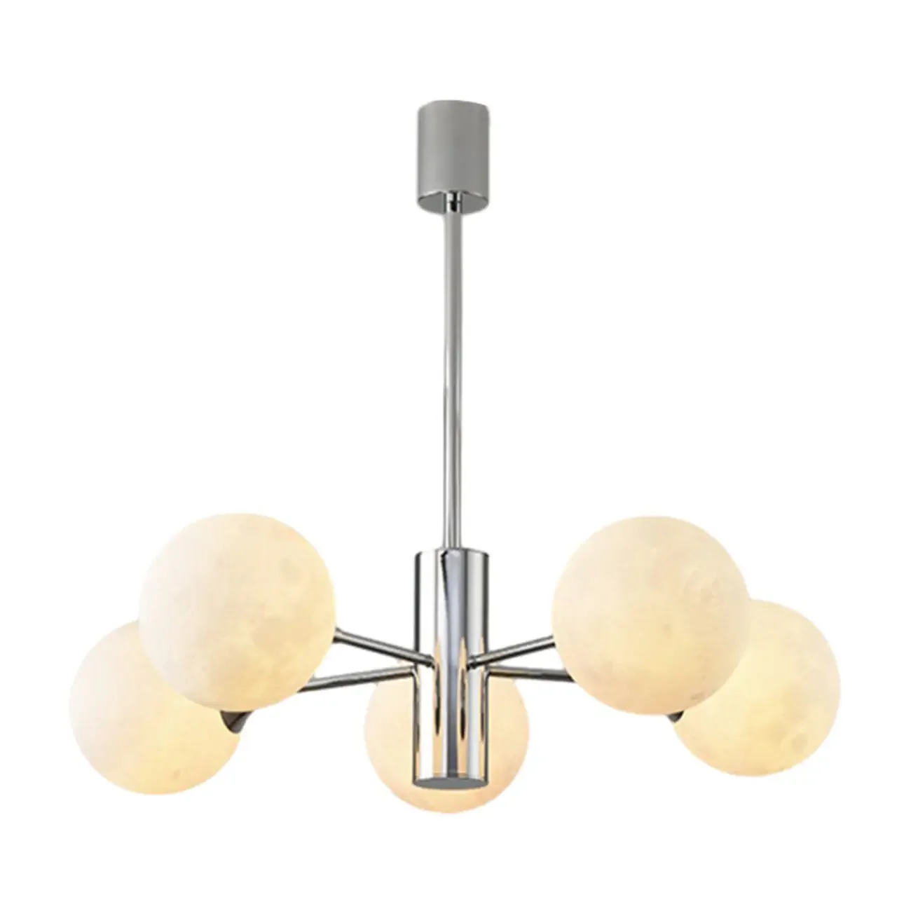 Modern Chrome Sputnik Chandelier with Globe Lampshade