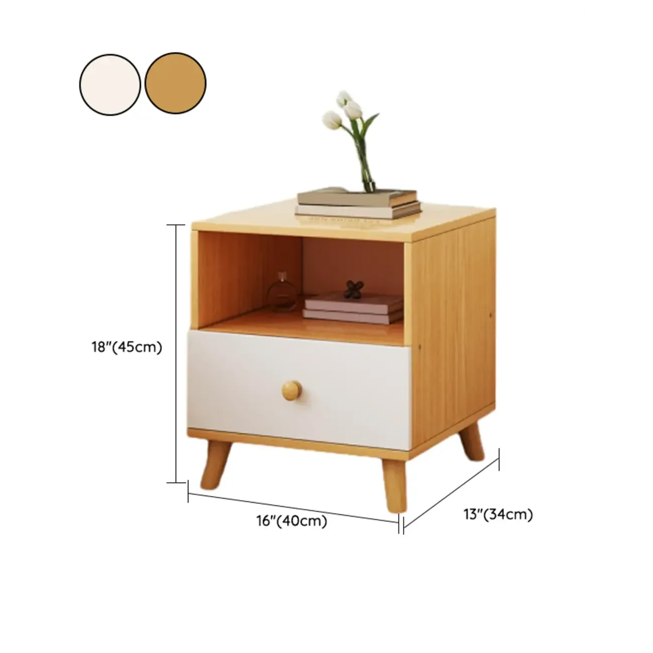Modern Wooden Bedside Table with Dual Drawers