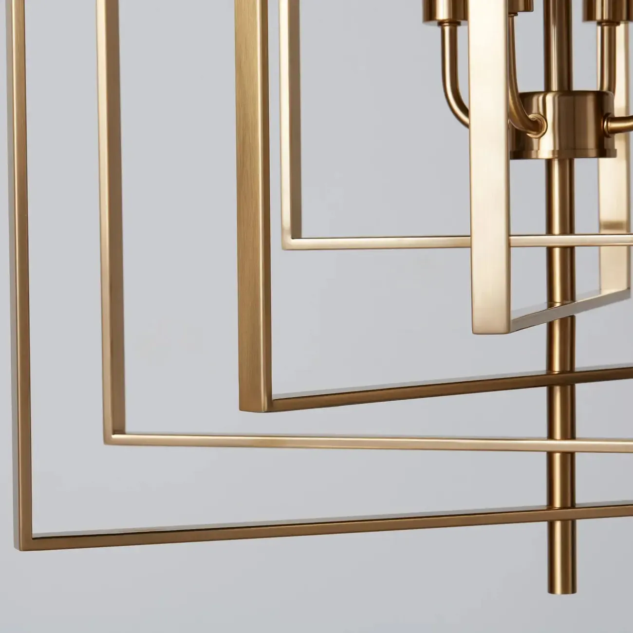 Modern Gold Rectangular Metal Cage Chandelier