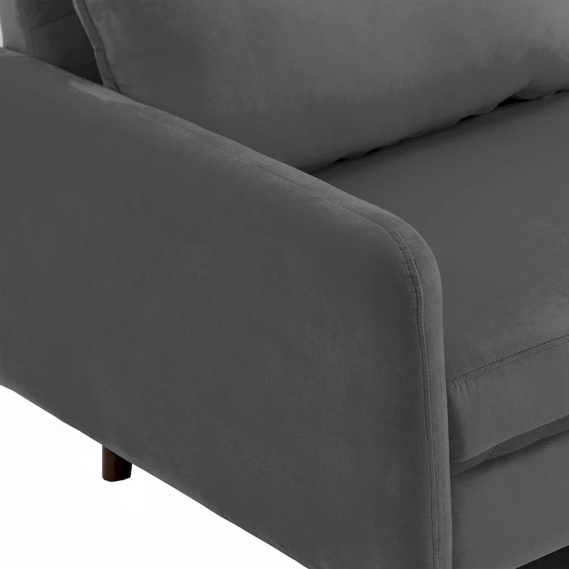 Modern Loveseat Velvet Wood Legs Sofa