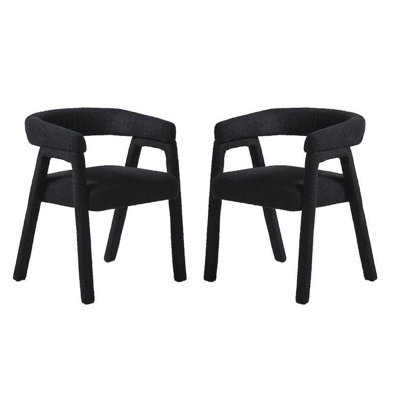 Middlebrook Modern Boucle Curved Solid Wood Dining Chair (Set of 2)