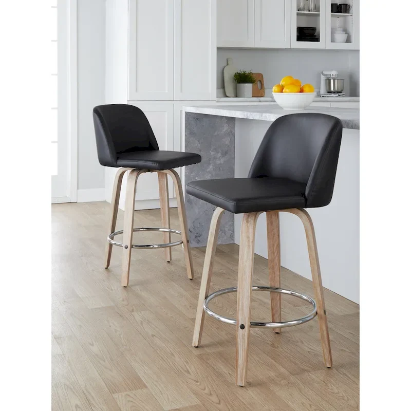 Carson Carrington Vallberga 26  Fixed-Height Counter Stool With Whitewashed Wood Base (Set of 2)