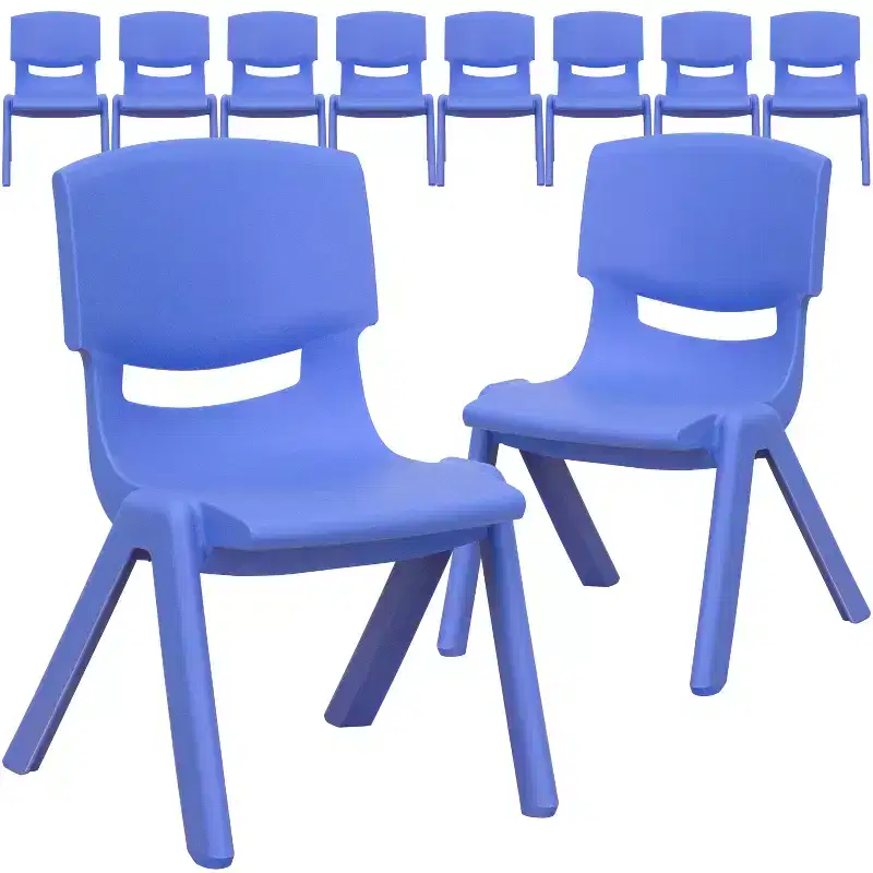 Emma and Oliver 10 Pack Plastic Stackable School Chair with 10.5 Seat Height
