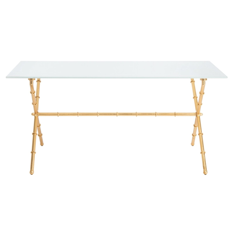 SAFAVIEH Treasures Jocelyn Bronze-Ish Silver/ Glass Top Accent Table - 37.4 x 19.7 x 17