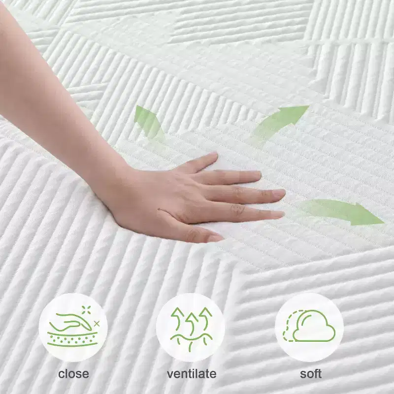 Wuleitex 10-inch cooling gel memory foam mattress, white, medium touch, no glass fiber, certified safety material