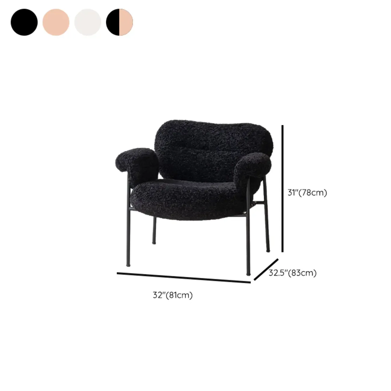 Modern Square Arm Fabric Accent Chair with Tufting