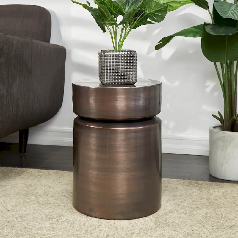 Metal Drum Accent Table - Copper or Black