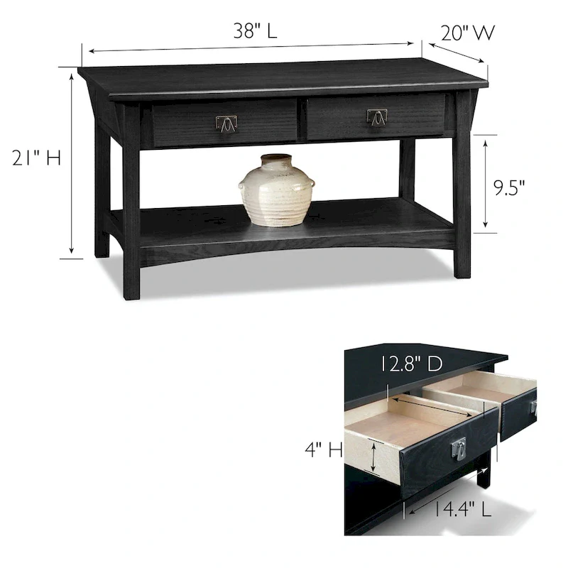Leick Home Mission Two Drawer Coffee Table with Shelf