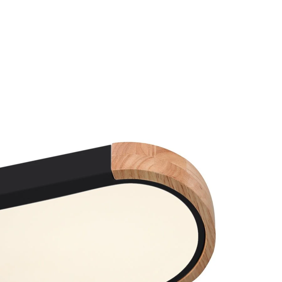 Farmhouse Wood Long Oval Dimmable LED Flush Mount - 37 3000k/6000k