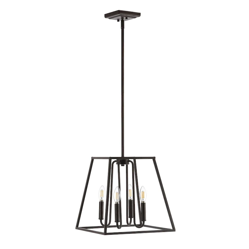 SAFAVIEH Lighting Annett 4-light Pendant - 14 x14 x22.5-52.5  - Oil Rubbed Bronze (Black) - 14Wx14Dx53H