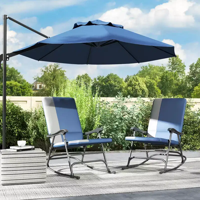 Outsunny Outdoor Rocking Chairs Set of 2, Folding Rocking Chair Set with 400 lbs. Capacity, Wide Seat, Padded High Back for Patio, Porch