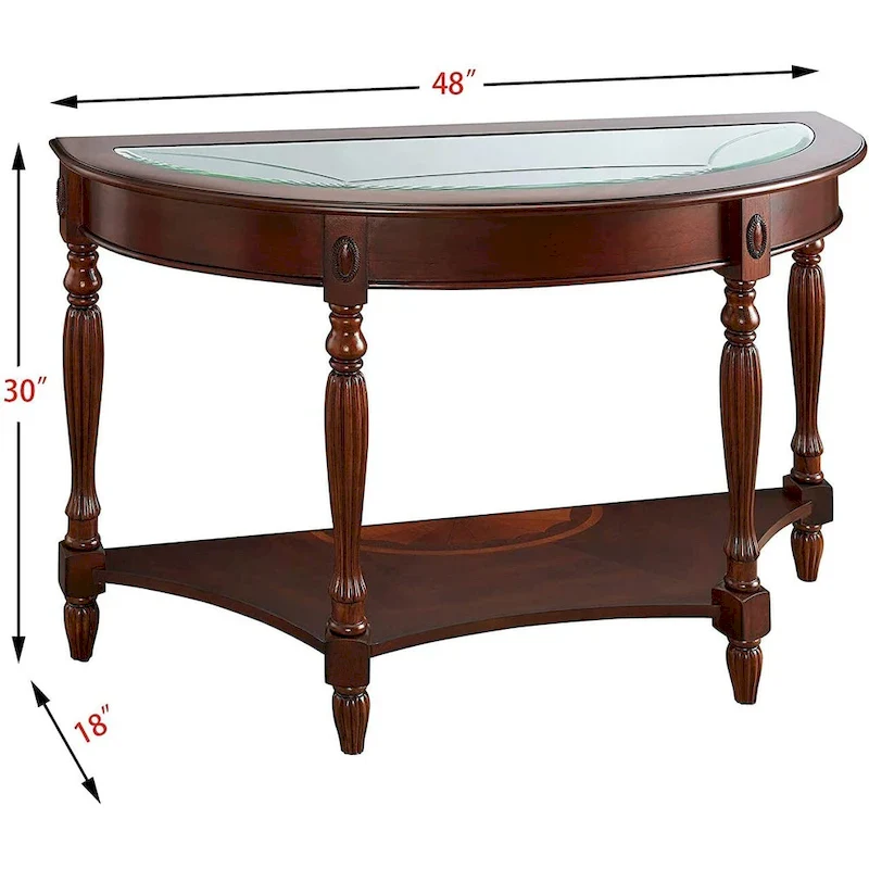 Solid Wood End Tables Coffee Tables Console Table with Glass Top