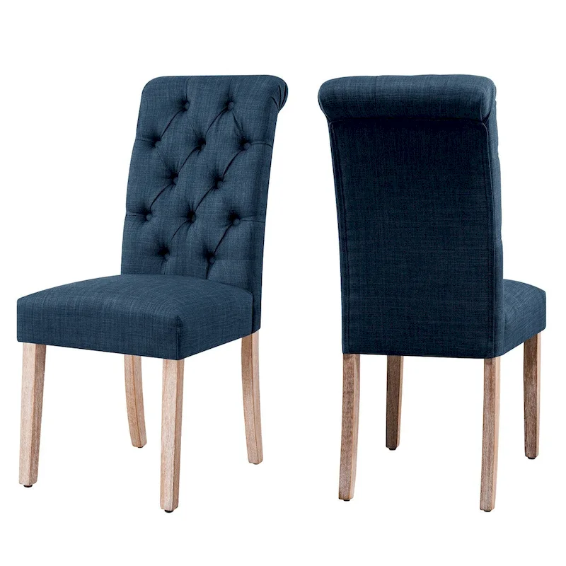 CHUN YI Linen Parsons Modern Button Dining Chair (Set of 2)