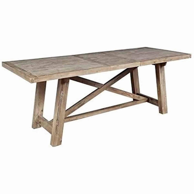 Cottage Style Wooden Dining Table with Removable Leaf, Weathered Brown