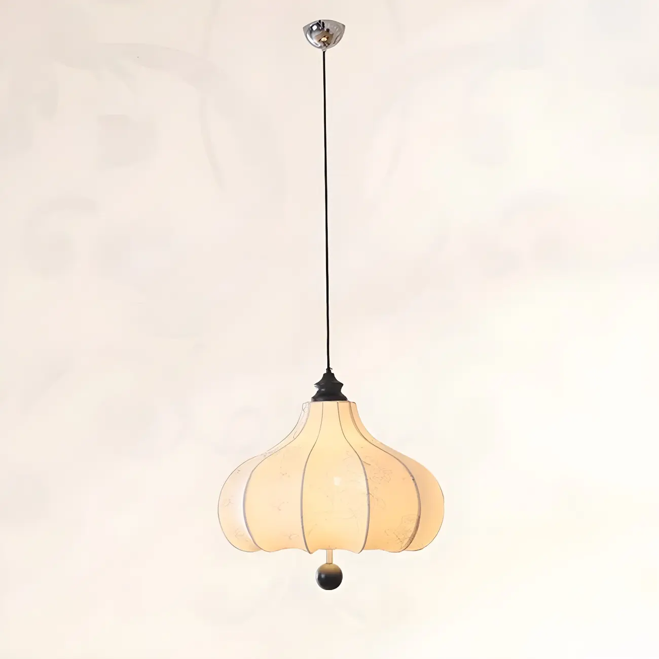 Traditional White Fabric Drum Shade Wooden Chandelier