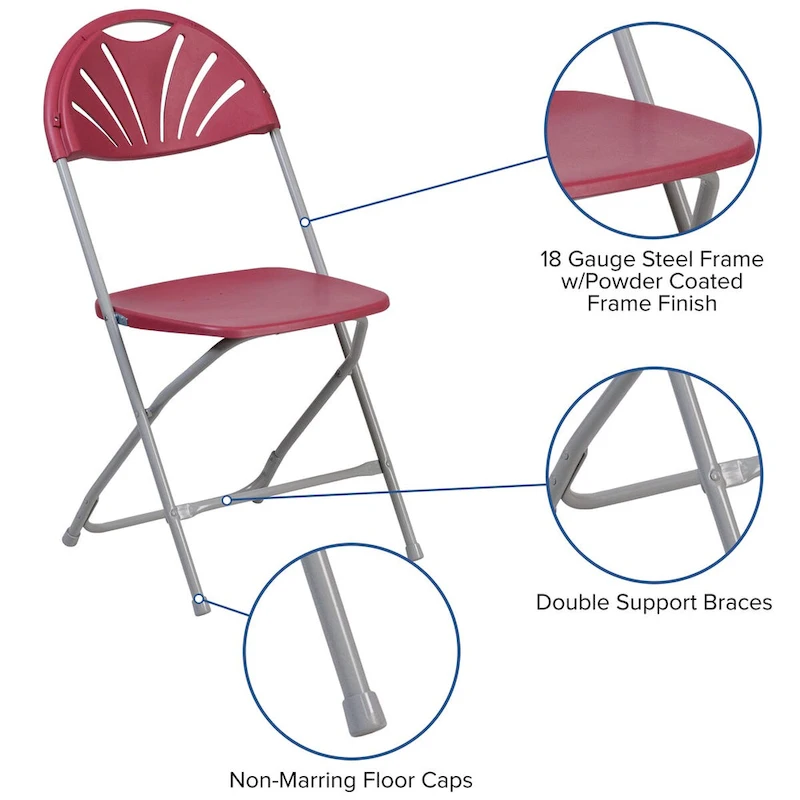 650 lb. Capacity Plastic Fan Back Folding Chair