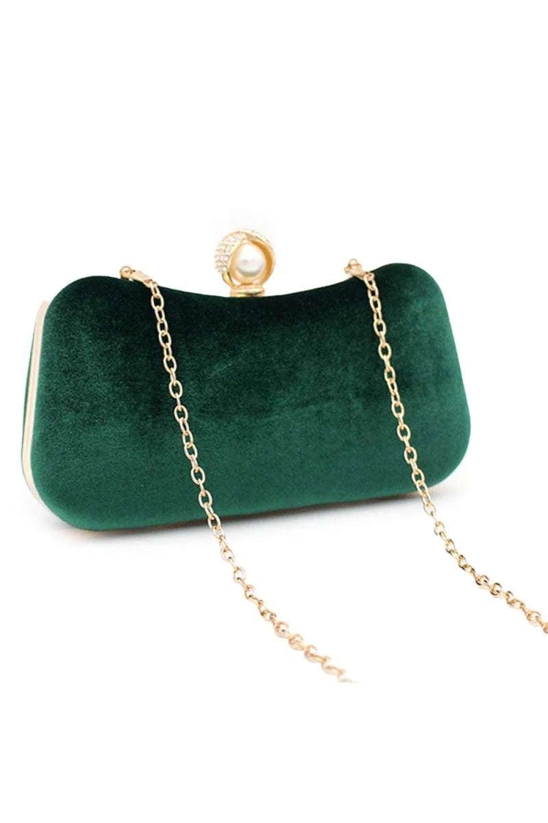Eye-Catching Imitation Velvet Chain Clutch Bag