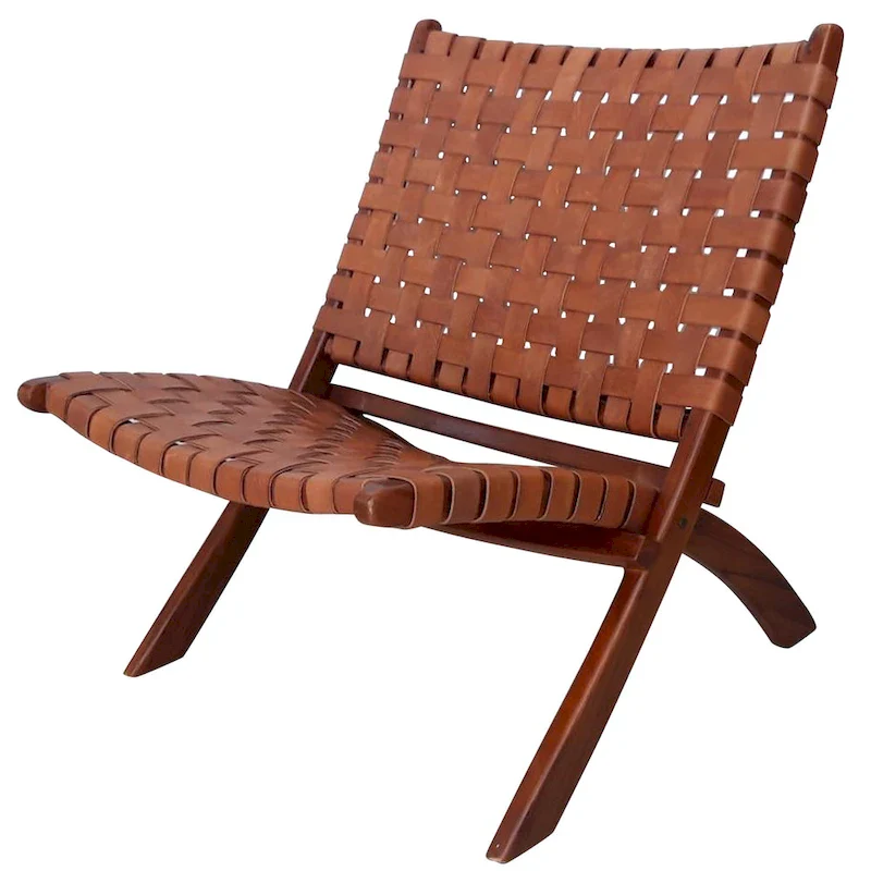 Boho Rattan Accent Chair with Cushion