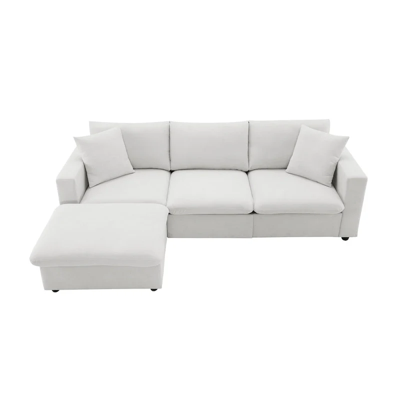 101  L-Shaped Cloud Sectional Sofa with Ottoman & Pocket Springs