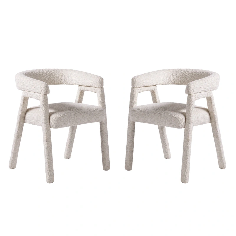Middlebrook Modern Boucle Curved Solid Wood Dining Chair (Set of 2)
