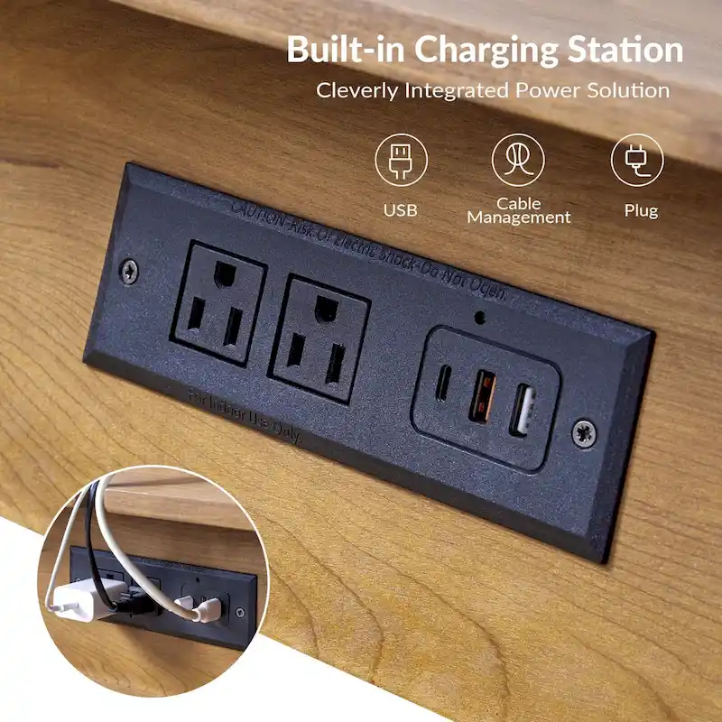 Julian Mid-century Modern End Table with Charging Station by HULALA HOME