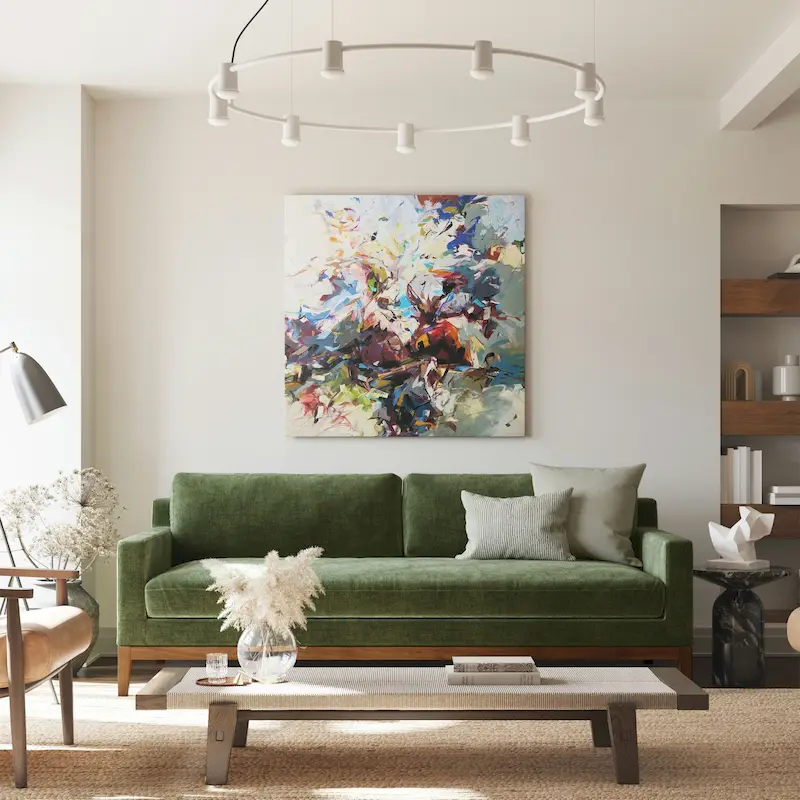 Poly & Bark Zyon 90 Sofa in Distressed Green Velvet