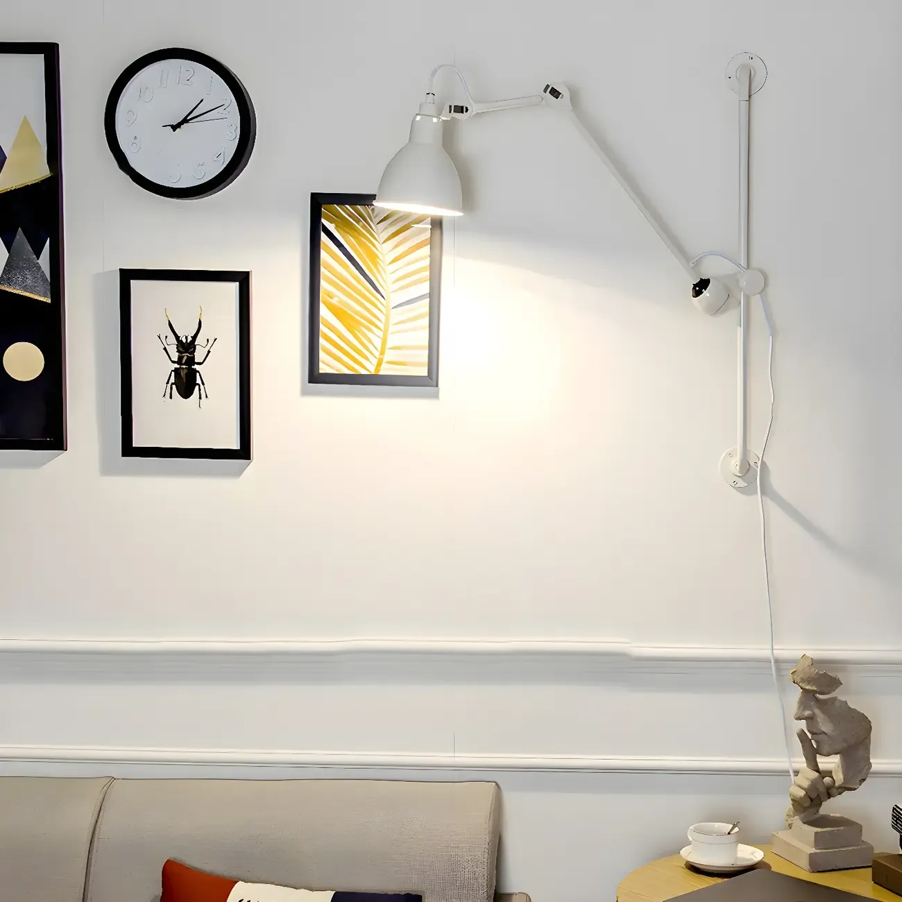 Trestle Base Metal Black Swing Arm Wall Light