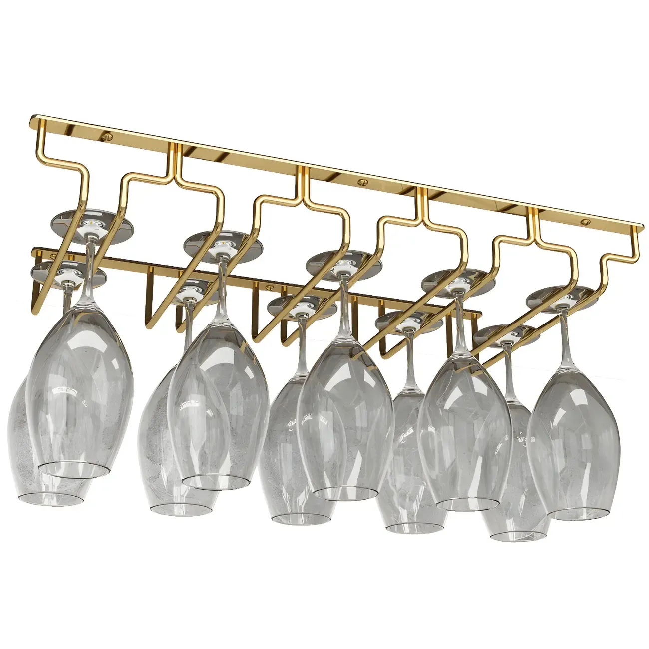 Gold Rectangular Hanging Metal Wine Glass Rack