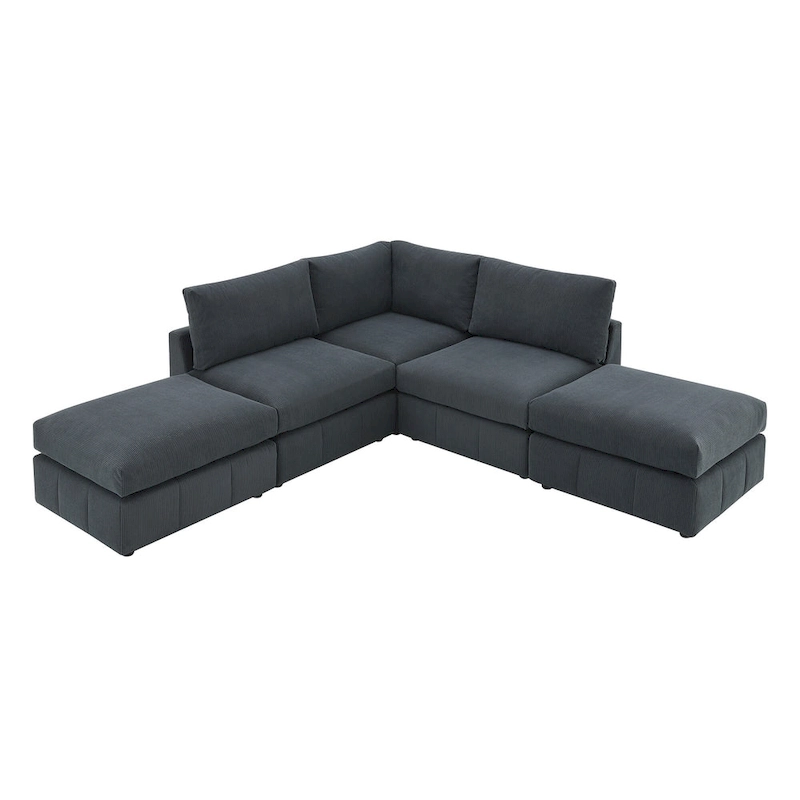 [VIDEO provided][New]93Modern Sectional Sofa with Vertical Stripes,5-Seat Armless Couch Set with Convertible Ottomans,Various C