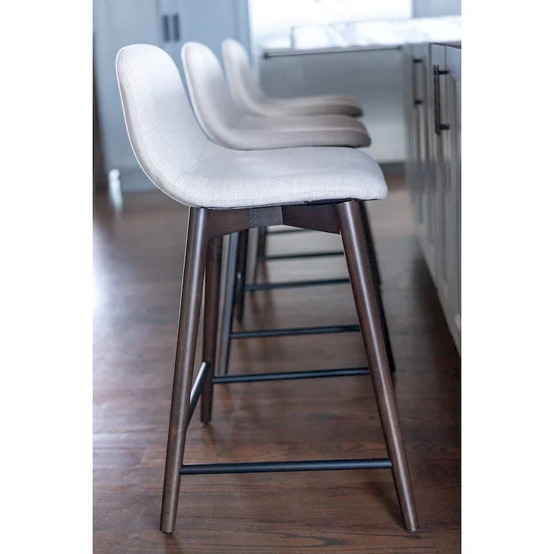 Upholstered Solid Wood Counter Stool With Footrest by