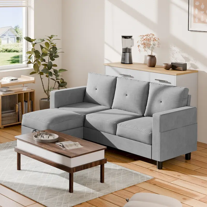 Futzca Modern L-shaped Convertible Sectional Sofa w/ Reversible Chaise