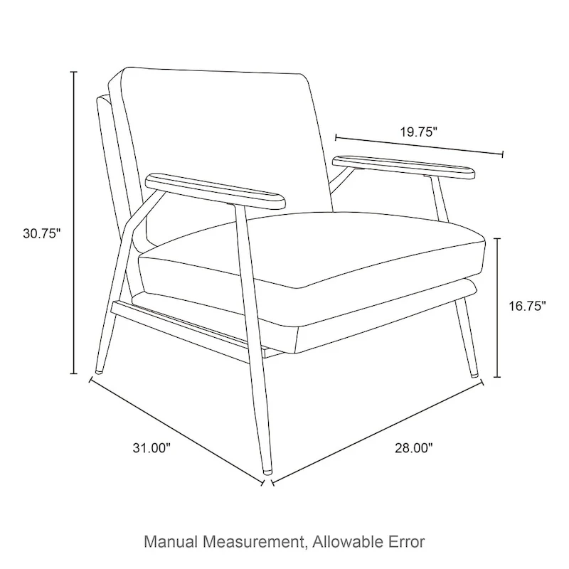 Glitzhome 28 W Mid-century Modern Soft PU Leather Accent Armchair - 28  W x 31  D x 30.75  H